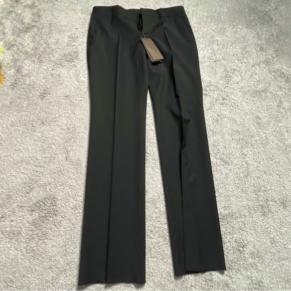 NWT Gucci Uniform Size 44 Black Wool Dress Pants Made In Bulgaria Hanger & Bag - Picture 1 of 16